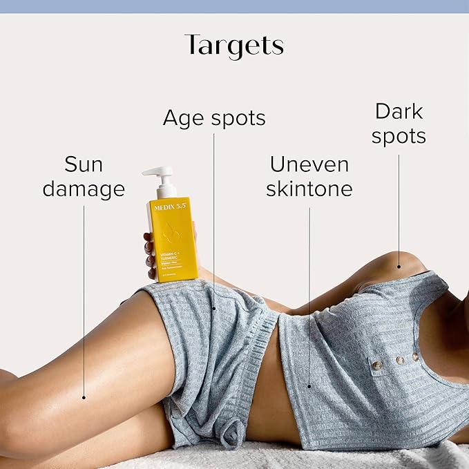 Medix 5.5 Vitamin C Lotion + Collagen Cream Anti Aging Moisturizer Skin Care Set, Collagen Lotion Targets Wrinkles, Sagging Skin, Crepey Skin, Vitamin C Cream Brightens & Hydrates Dry Skin, Bundle