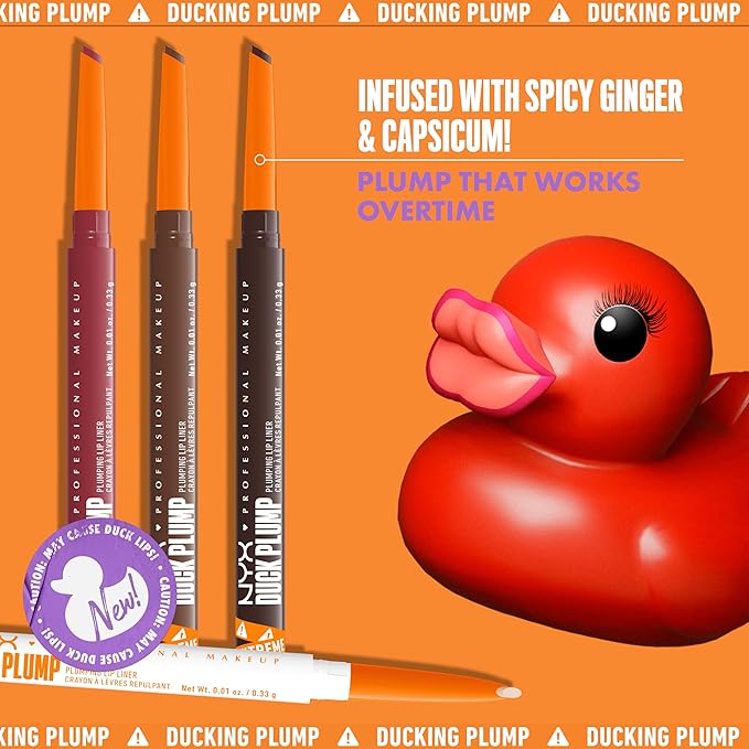 NYX PROFESSIONAL MAKEUP Duck Plump Plumping Lip Liner, Matte Pencil With Up To 10HR Wear, Pinkjection (Pink Lip Liner)