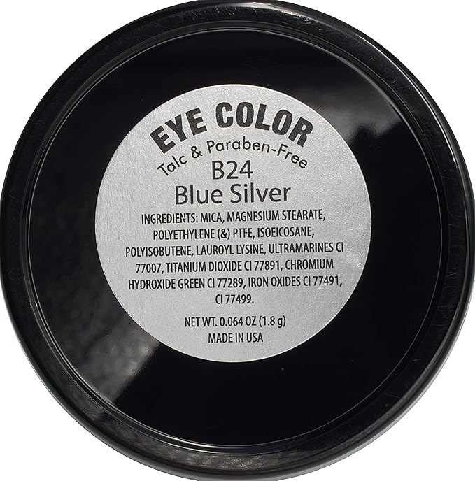 Light Blue Silver Grey Shimmering Pressed Powder Single Vegan Eyeshadow; Talc, Paraben & Cruelty Free