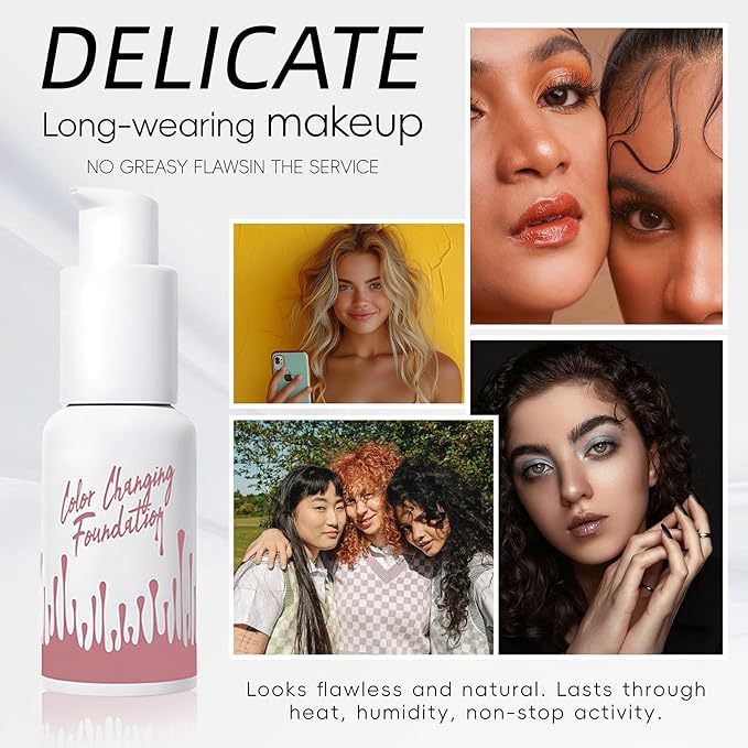 Color Changing Foundation Liquid, Skintone Matching Foundation, Full