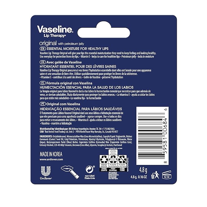 Vaseline Lip Therapy Care Original, Fast-Acting