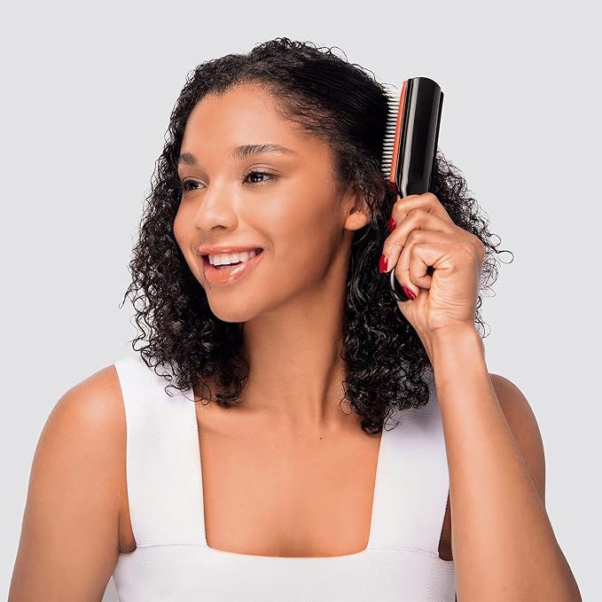 Diane 9-Row Professional Styling Brush, Nylon Pins for Thick or Curly Hair, Use with Wet Hair and Distributing Conditioner, Blowdrying, Black & Red, 1 Count (Pack of 2)