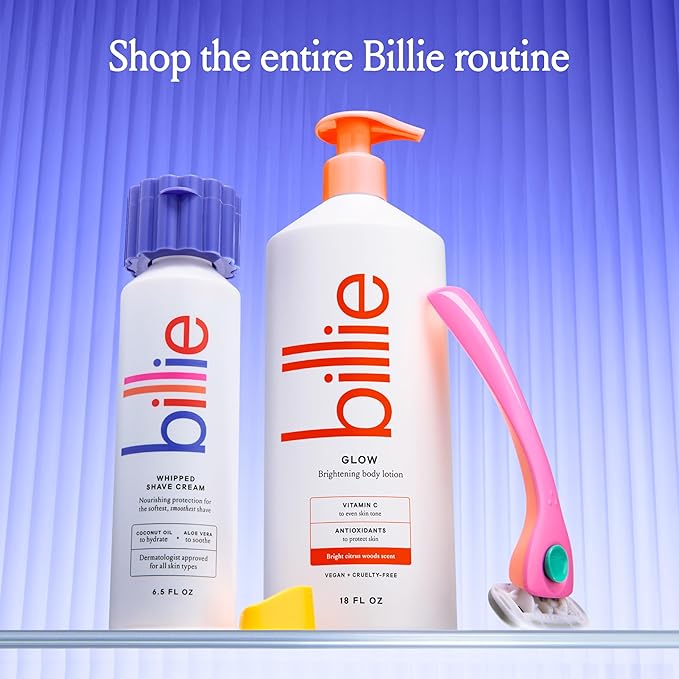 Billie Glow Brightening Women's Body Lotion, Citrus Woods Scent, With Vitamin C, 18 fl oz