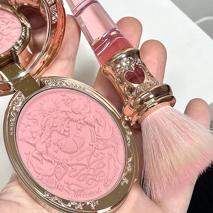Flower Knows Strawberry Rococo Embossed Blush;Pink Matte Finish;Buildable & Blendable Powder Blush for cheeks,Natural Flush for All Skin Tones(03 Classic Ballet, 5g)