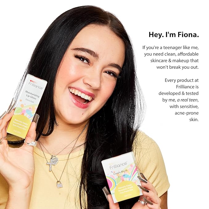 Frilliance Hydrating Cream Blush, Think Pink Glow Tint, Cruelty Free Hypoallergenic for Teens of All Skin Types, 30 ml / 1 fl oz