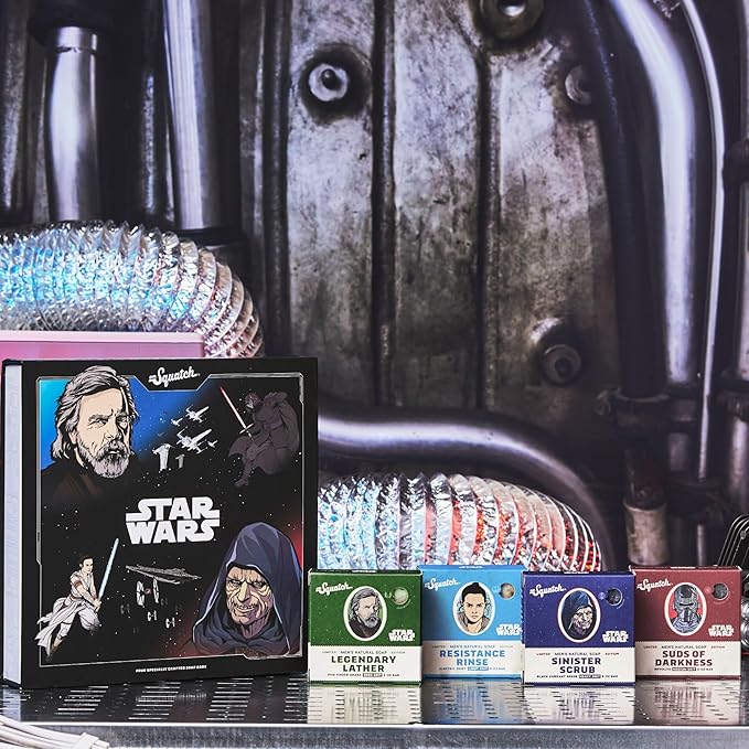 Dr. Squatch Soap Star Wars Soap Episode II - 4 Bar Bundle and Collector’s Box - Legendary Lather, Sinister Scrub, Suds of Darkness, Resistance Rinse