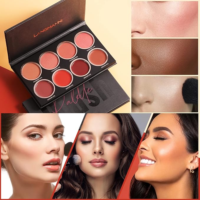 8 Colors Blush Palette,Vegan, Cruelty Free & Hypoallergenic,Women