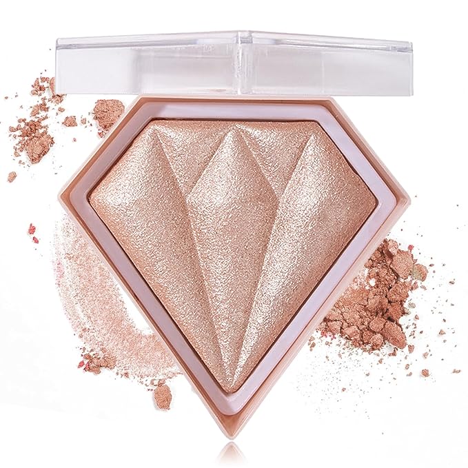 Glitter Blush Shimmer Highlighter Blusher Powder Makeup Face Powder Makeup(#inger） 04 G