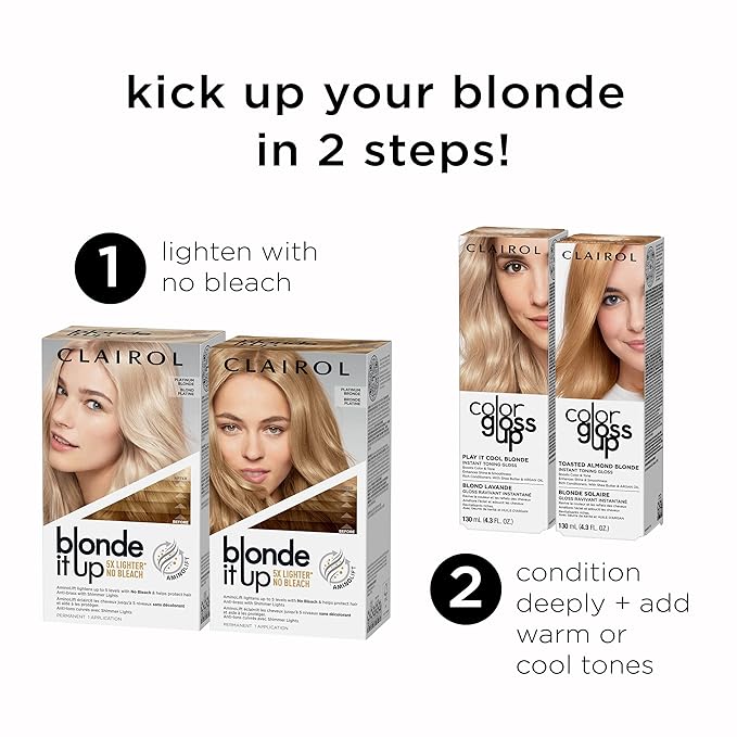 Clairol Blonde It Up Permanent Hair Dye, Platinum Blonde Hair Color, Pack of 2