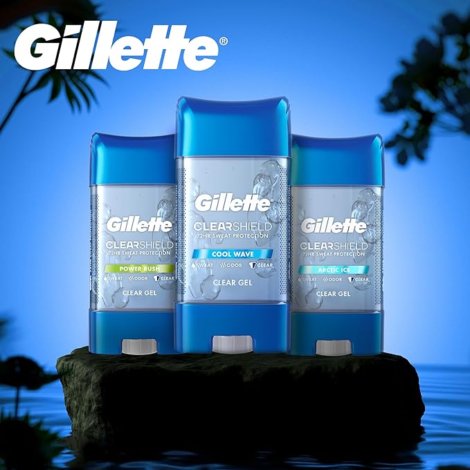 Gillette Antiperspirant and Deodorant for Men, 72hr Sweat & Odor Protection, Long Lasting Freshness, Anti-White Mark Technology, Clear Gel, Wild Rain Scent, 3.8 oz (Pack of 2)