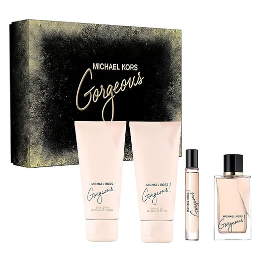 Gorgeous by Michael Kors for Women - 4 Pc Gift Set 3.4oz EDP Spray, 3.4oz Body Lotion, 3.4oz Shower Gel, 0.33 oz EDP Spray