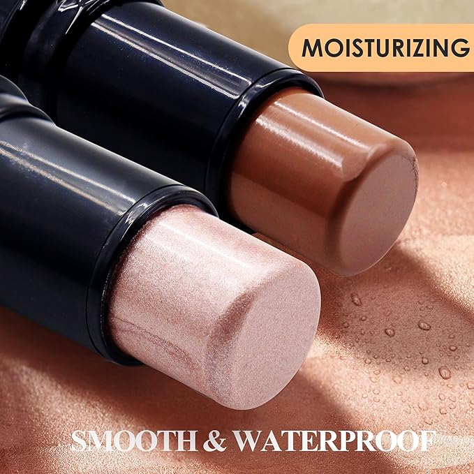 POPMISOLER 2 pcs Makeup Highlighter Stick & Cream Foundation Stick