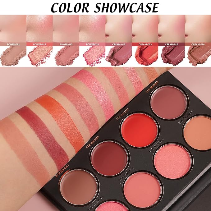8 Colors Blush Palette,Vegan, Cruelty Free & Hypoallergenic,Women