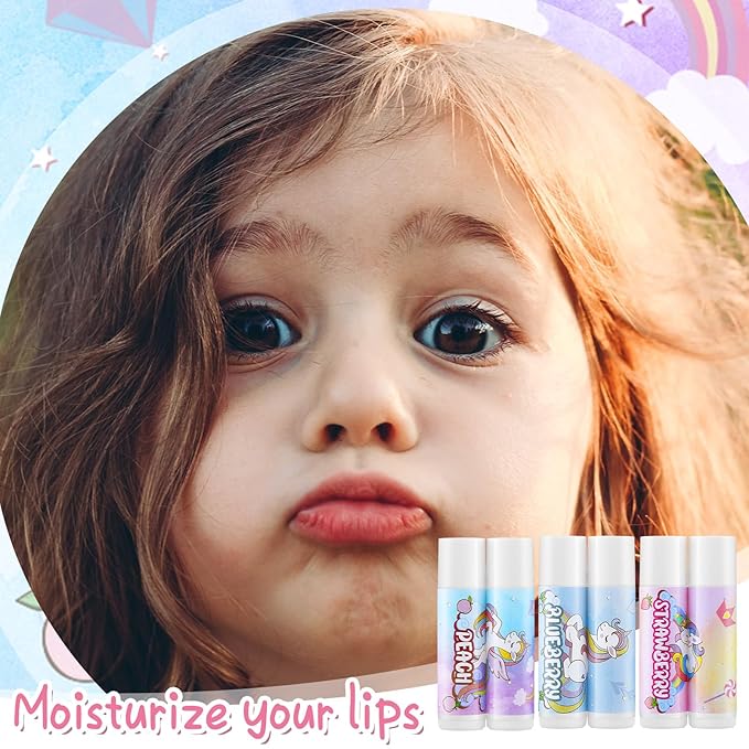 24 Pcs Unicorn Lip Balm Back Girls