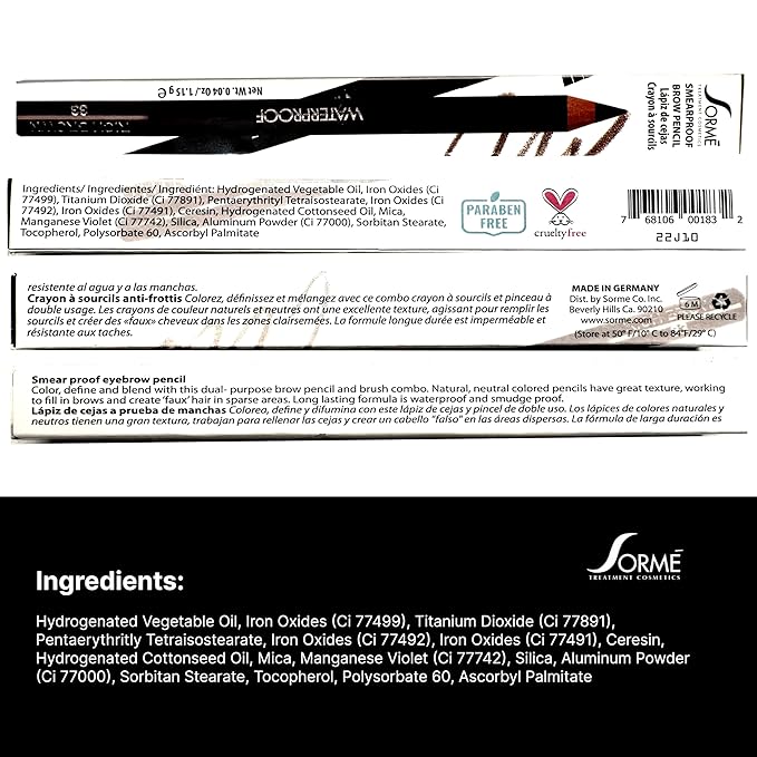 Sorme Waterproof Lip Liner - Non-splintering Smearproof Lip Liner - Revitalizing with Lecithin, Vitamins C and E