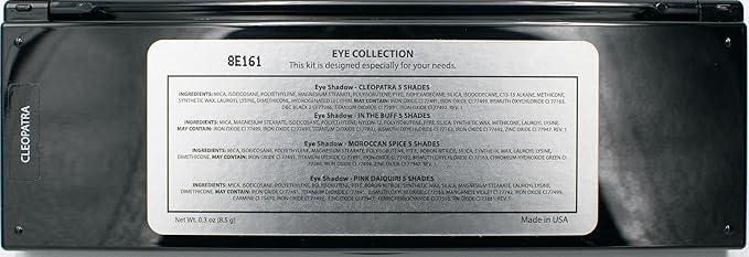 Cleopatra Shimmer White, Purple Burgundy, Gold Bronze, Black and Copper Penny Vegan Eyeshadow Palette; Talc, Paraben & Cruelty Free