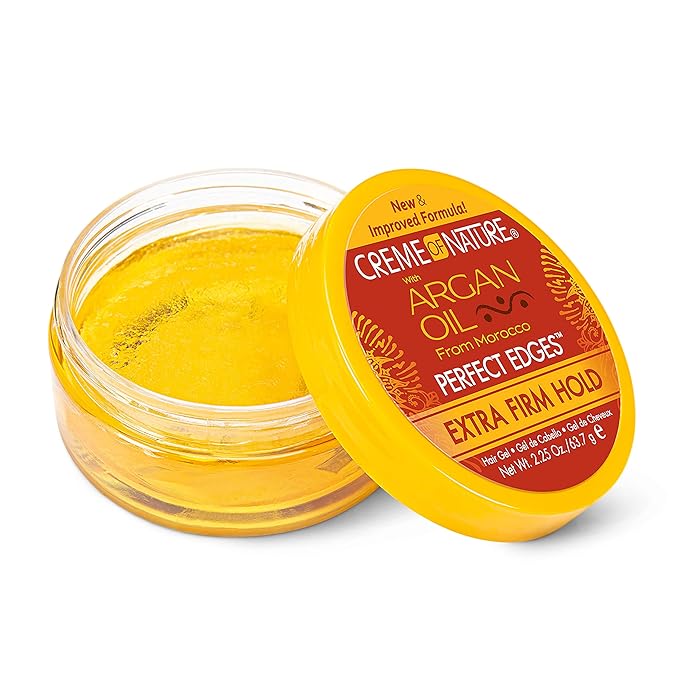 Creme of Nature with Argan Oil From Morocco Perfect Edges Hair Gel, 24 Hour Hold with Moisture and Exotic Shine, Extra Firm Hold, 2.25 Oz (Pack of 2)