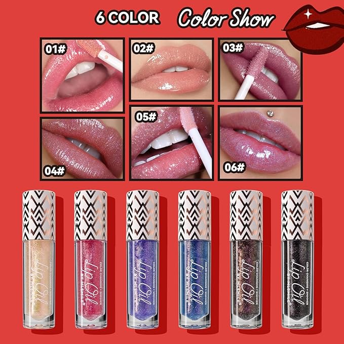 3Pcs Boss Up Color Changing Lip Oil, Shimmering Lip