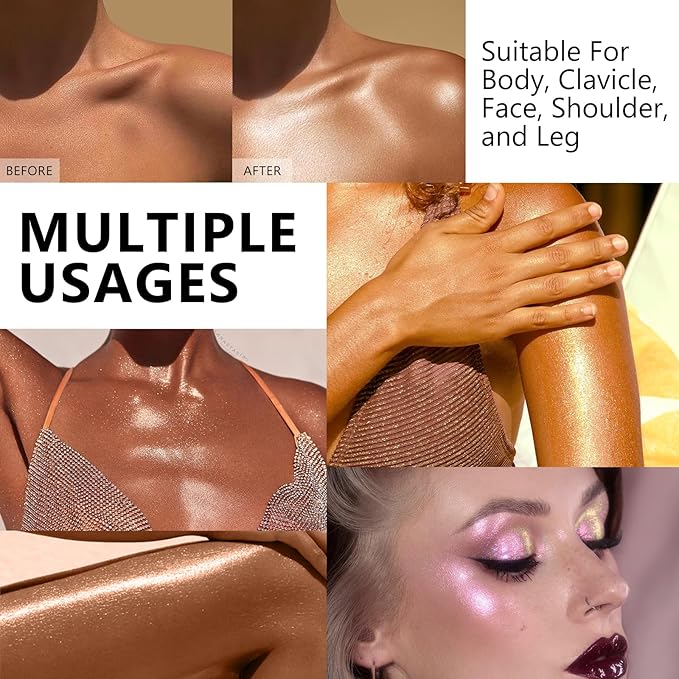 Body Shimmer Oil,Liquid Glow Illuminator Body Luminizer Glow Fl Oz#105