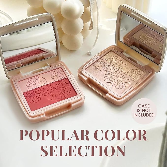 Paul & Joe Pressed Blush Palette Refill Only, Case Sold Separately, Oil-Absorbing Blush Powder, Bi-Color Face Blushes with Fitting Veil Powder, Light Beige and Light Pink, 01 Secret D'Or, 0.17 oz