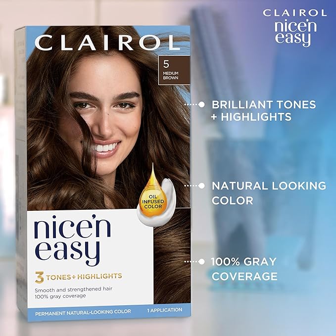 Clairol Nice'n Easy Permanent Hair Dye, 8A Medium Ash Blonde Hair Color, Pack of 3
