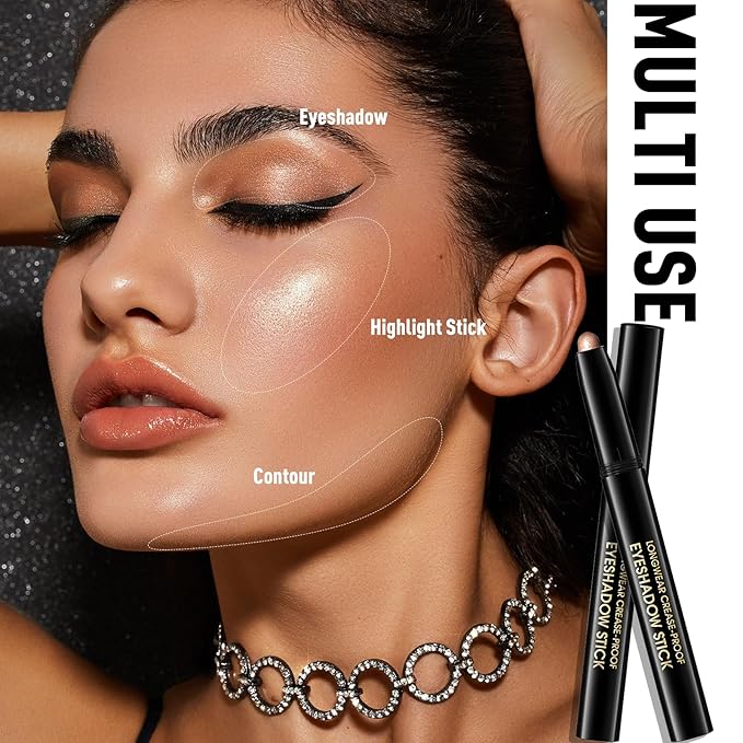 Eyeshadow Stick Matte Eye Shadow Pencil Cream to Powder Eye Brightener Crayon Long-Lasting Crease-Proof Neutral Eyeshadow Buildable & Blendable High Pigmented Eye Liner Makeup for Women, 2 PECAN