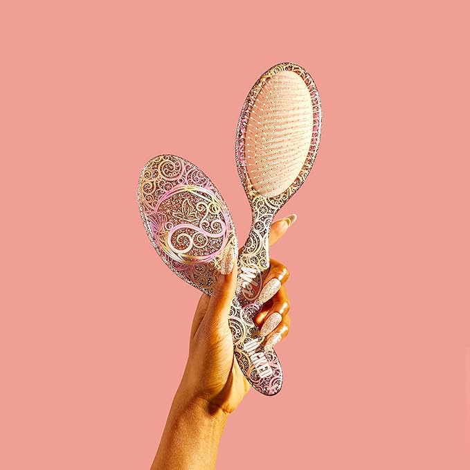 Wet Brush Original Detangler Hair Brush Glinda (Wicked) Kit - Ultra-Soft IntelliFlex Bristles - Detangling Brush Glides Through Tangles For All Hair Types (Wet Dry & Damaged) - 1 Brush & 2 Barrettes