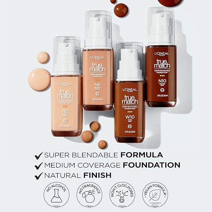L'Oreal Paris True Match Super-Blendable Foundation, Medium Coverage 1 Fl Oz