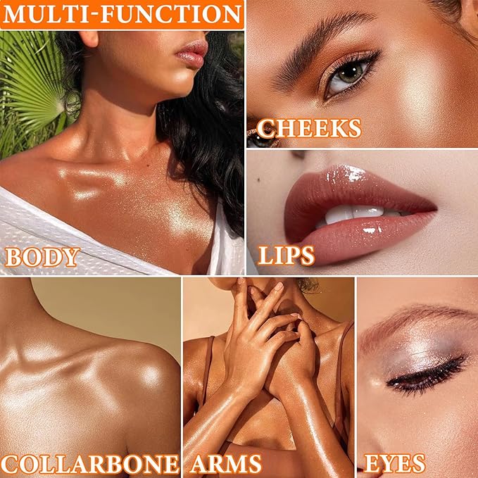 Glitter Blush Shimmer Highlighter Blusher Powder Makeup Face Pearl White）