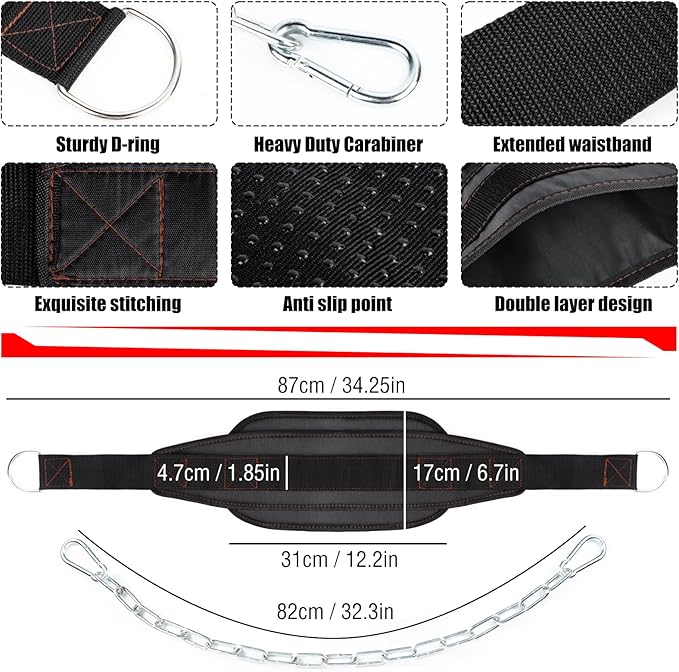 Fitness Dip Belt with Chain for Weight lifting