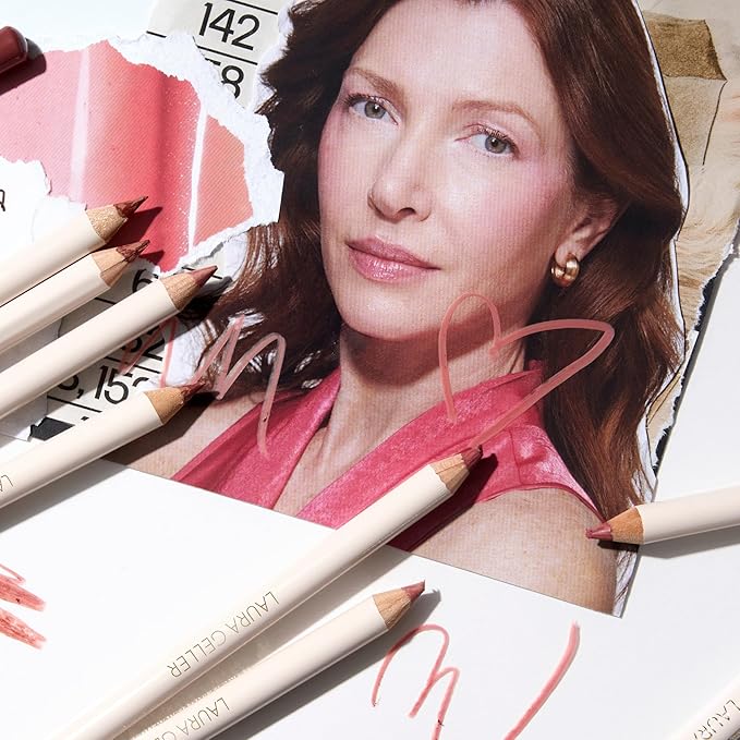 LAURA GELLER NEW YORK Marble Lips Multidimensional Liner, Poetic Pink - Marbleized Smooth Glide Sharpenable Lip Liner for Fuller Lips