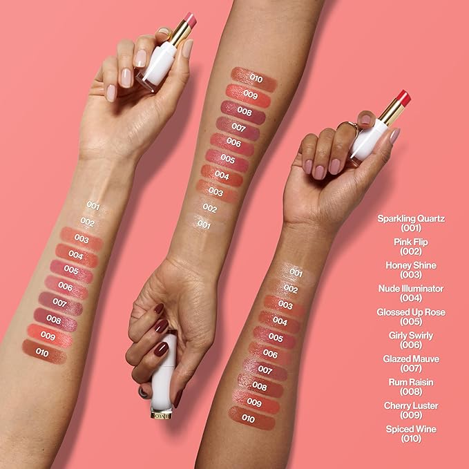 REVLON Super Lustrous Glass Shine Balm, Hydrating Tinted Lipstick, Sheer, Glossy Shiny Finish, 010 Spiced Wine, 0.11 oz