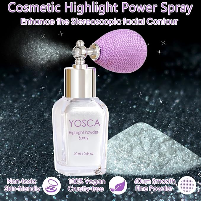 Yosca Highlighter Powder Spray, 20ML Cosmetic Grade Shimmer 20ML