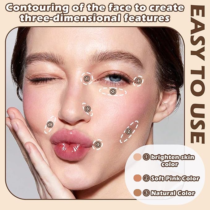 3 Colors Correcting Concealer Palette,Full Coverage Cream Contou