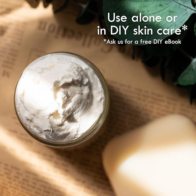 Refined Shea Butter Unscented - 100% Pure African Shea Butter for Hair & Dry Skin - Use for Soap Base, Face & Body Moisturizer, for DIY Whipped Body Butter & Lip Balm 8 oz Bar