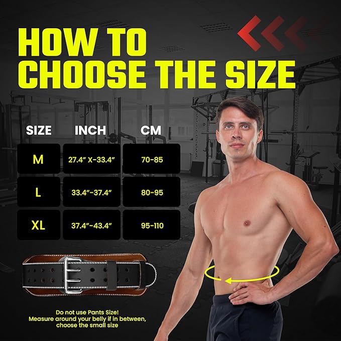 Genuine Leather Weight Lifting Belt With Free Wrist 6 Inch