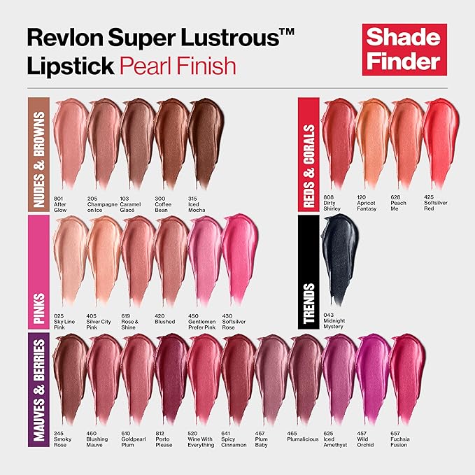 Revlon Super Lustrous Lipstick, Creamy Formula For Soft, Fuller-Looking Lips, Moisturized Feel, 043 Midnight Mystery, 0.15 oz