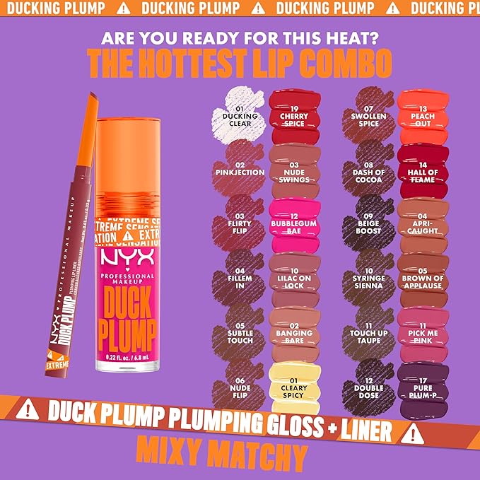 NYX PROFESSIONAL MAKEUP Duck Plump Plumping Lip Liner, Matte Pencil With Up To 10HR Wear, Swollen Spice (Warm Nude Lip Liner)