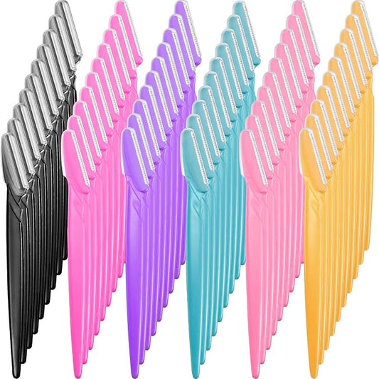 Boao 60 Pieces Eyebrow Razor Shaver Dermaplaning Tool Hair Shavers for Women and Man Face Microblades Shaper Trimmer with Precision Cover Skincare Party Favors