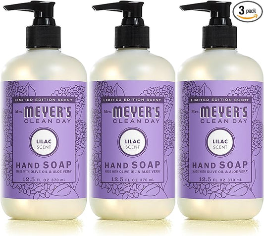 MRS. MEYER'S CLEAN DAY Liquid Hand Soap, Lilac Scent, 12.5 Ounce Bottle (Pack of 3)
