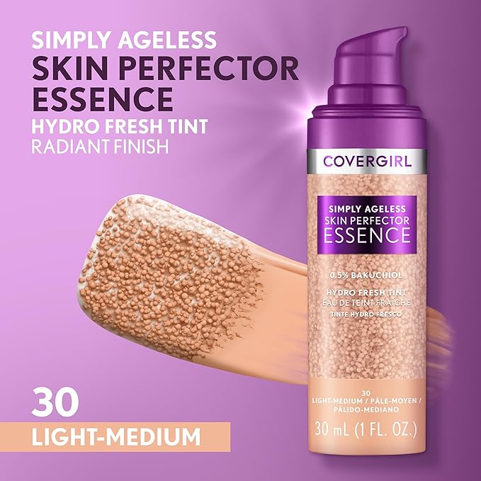 Covergirl Simply Ageless Skin Perfector Essence Foundation, 30 Vegan Formula, 1.0oz