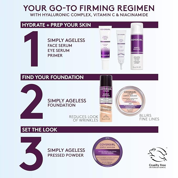 Covergirl + Olay Simply Ageless 3-in-1 Liquid Foundation, 0.39 Oz