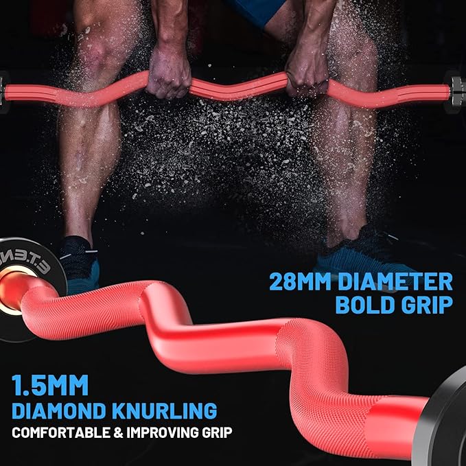 47" Olympic EZ Curl Bar 500-lbs Capacity Steel 2" Barbell