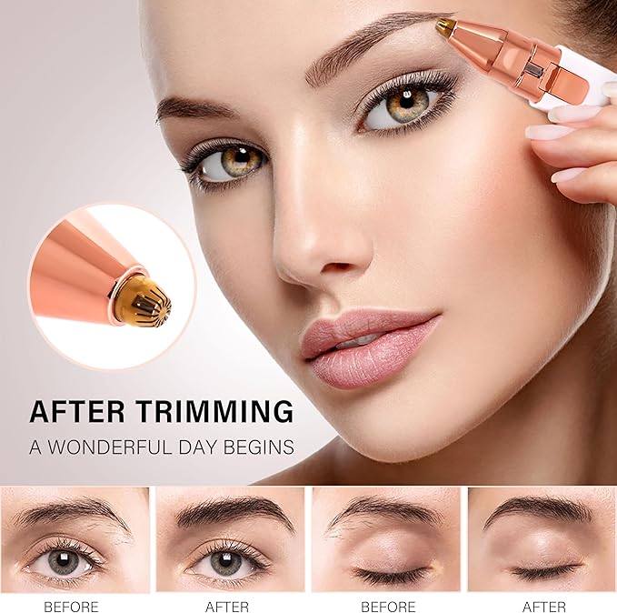 Facial Hair Removal for Women & Eyebrow Trimmer 2 in 1, Electric Shaver&Portable Peach Fuzz Hair Razor,Rechargeable Remover for Pubic Lips Face Ear Hair,Body Hands, Chin Beard with Light