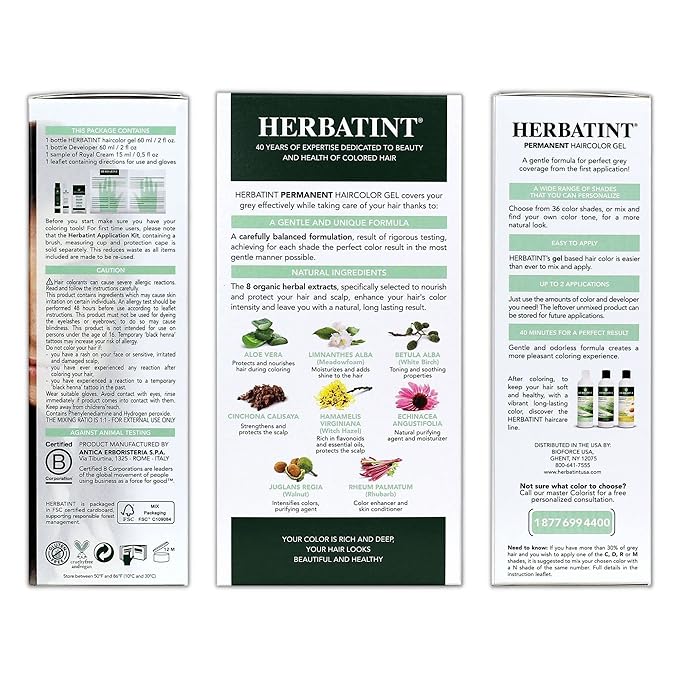 Herbatint Permanent Haircolor Gel, 4D