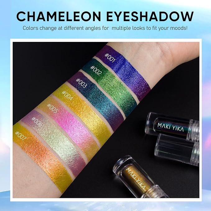 MAKI YIKA Glitter Eyeshadow Purple Liquid Multichrome Eyeshadows Long Lasting Metallic Chameleon Eye Shadow Holographic Eye Topper Glitters (#1 Twilight)