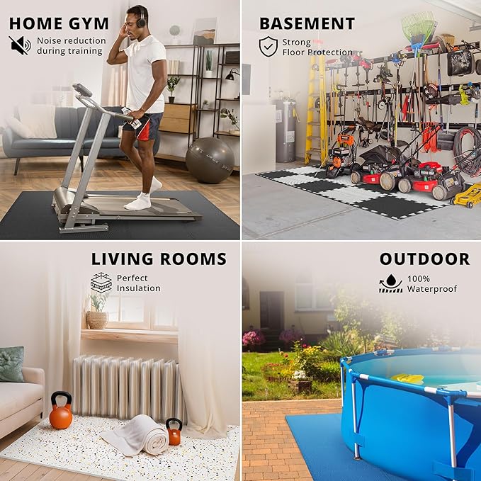 Gym Flooring Set - Interlocking EVA Soft Foam 18 Pieces