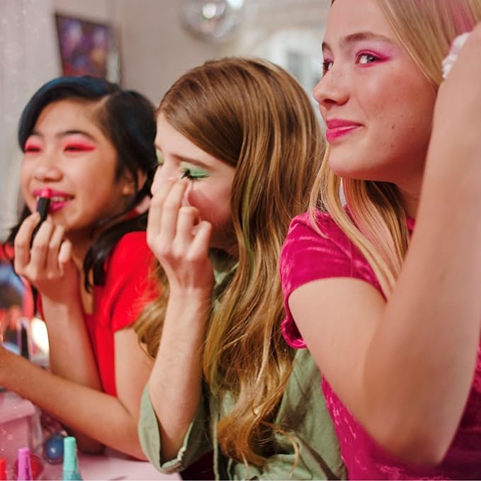 Miraculous Ladybug Kids Makeup Set - 10 Piece Bag with Nail Polish, Hair Chalk, Stickers & More - Safe, Non-Toxic Pretend Play Cosmetics - Rena Rouge Themed Makeup Kit for Children