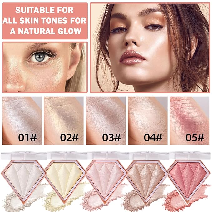 2PCS Fairy Pink Highlighter Makeup Palette Face Powder