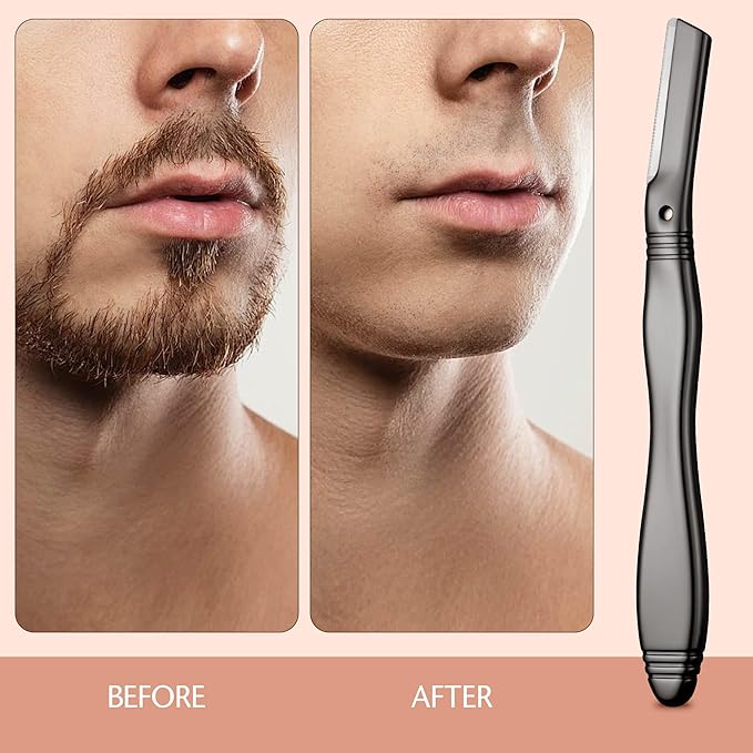 Eyebrow Razor, Dermaplaning Tool for Face, Face Razors for Women, Dermaplane Razor, Hair Removal and Exfoliation, Facial Razor, Face Shaver for Women&Men, 6 Blade Refills with Blade Cover (Black)